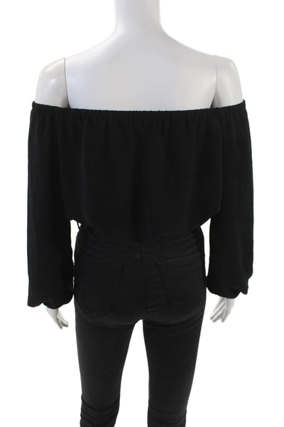 Wilfred Womens Long Sleeve Scoop Neck Cropped Sleek Blouse Black Size S