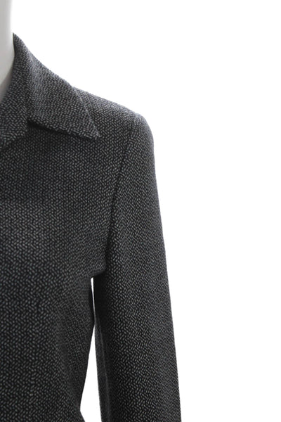 Zanella Womens Wool Pocketed Collared Buttoned Blazer Jacket Black Size 4