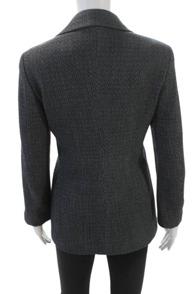 Zanella Womens Wool Pocketed Collared Buttoned Blazer Jacket Black Size 4