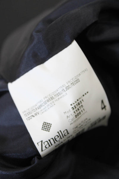 Zanella Womens Wool Pocketed Collared Buttoned Blazer Jacket Black Size 4