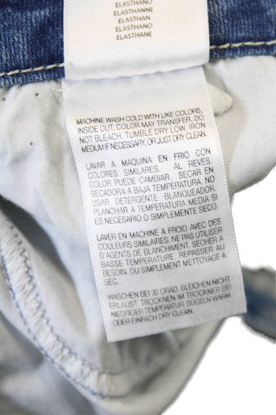 Mother Womens Cotton Distressed Five Pocket Mid-Rise Skinny Jeans Blue Size 25