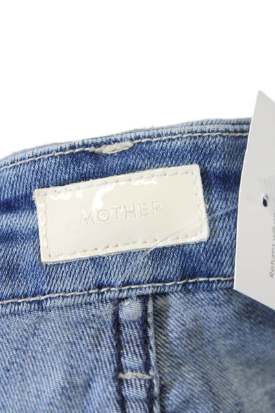 Mother Womens Cotton Distressed Five Pocket Mid-Rise Skinny Jeans Blue Size 25
