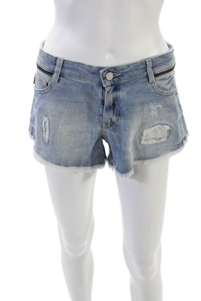 Zadig & Voltaire Womens Cotton Distressed Cut Off Denim Shorts Blue Size 36