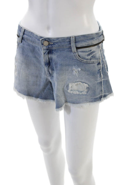 Zadig & Voltaire Womens Cotton Distressed Cut Off Denim Shorts Blue Size 36