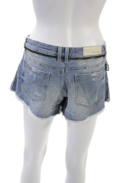 Zadig & Voltaire Womens Cotton Distressed Cut Off Denim Shorts Blue Size 36