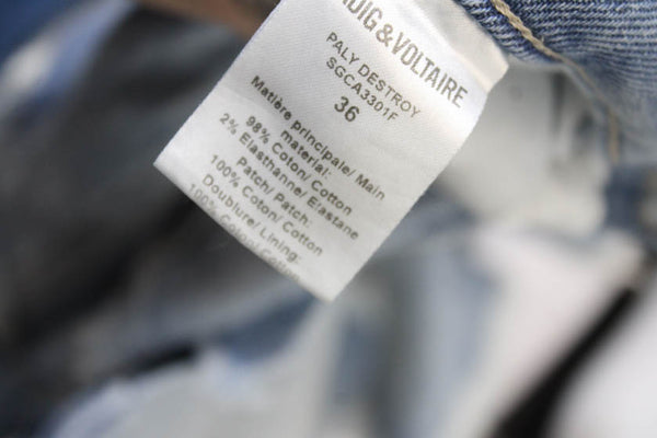 Zadig & Voltaire Womens Cotton Distressed Cut Off Denim Shorts Blue Size 36