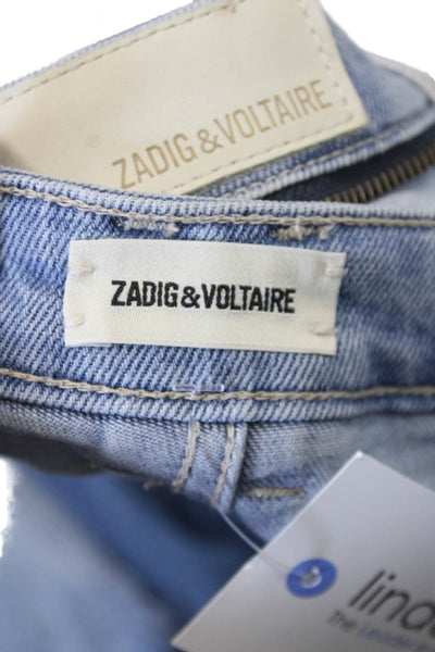 Zadig & Voltaire Womens Cotton Distressed Cut Off Denim Shorts Blue Size 36