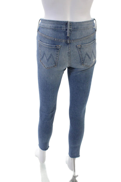 Mother Womens Cotton Denim Five Pocket Mid-Rise Skinny Jeans Blue Sz 25