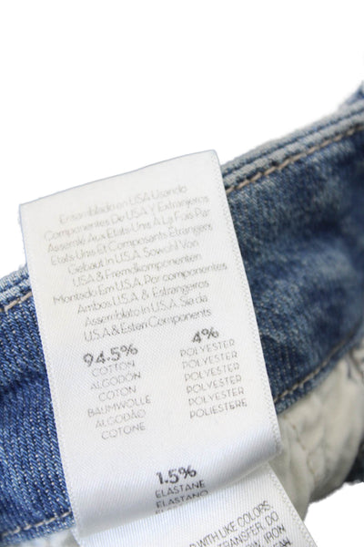 Mother Womens Cotton Denim Five Pocket Mid-Rise Skinny Jeans Blue Sz 25