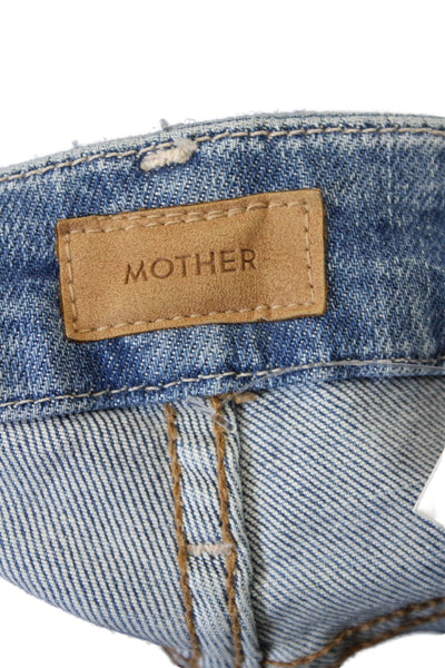 Mother Womens Cotton Denim Five Pocket Mid-Rise Skinny Jeans Blue Sz 25