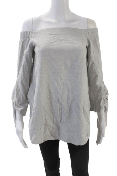 Club Monaco Womens Cotton Long Sleeve Off The Shoulder Blouse Top Gray Size 00