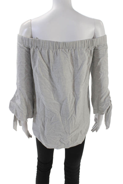 Club Monaco Womens Cotton Long Sleeve Off The Shoulder Blouse Top Gray Size 00