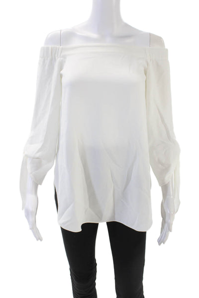 Club Monaco Womens Long Sleeve Off The Shoulder Blouse Top White Size 00