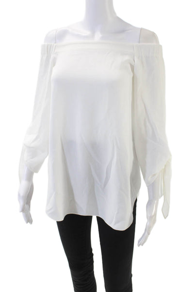Club Monaco Womens Long Sleeve Off The Shoulder Blouse Top White Size 00