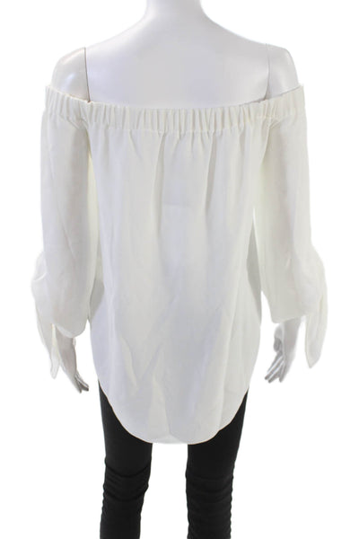 Club Monaco Womens Long Sleeve Off The Shoulder Blouse Top White Size 00