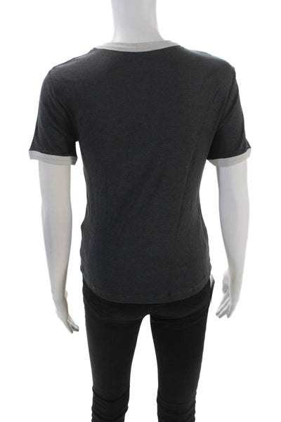 Ba&Sh Womens Cotton Blend Graphic Short Sleeve Pullover T-Shirt Top Gray Size 1
