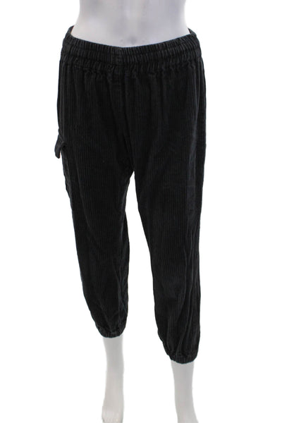 KT x T/Shirt Women's Elastic Waist Tapered Leg Jogger Pants Black Size S/M