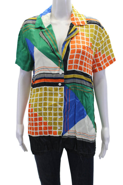 Song Of Style Women's Short Sleeves Button Up Multicolor Blouse Size XS