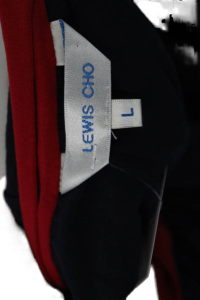 Lewis Cho Womens Boat Neck 3/4 Sleeve Shift Dress Navy Blue Red Size Large