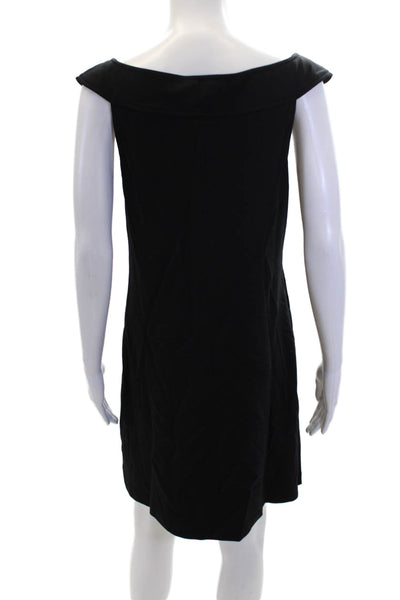 Searle Womens Off Shoulder Pockets Sleeveless Shift Dress Solid Black Size 4