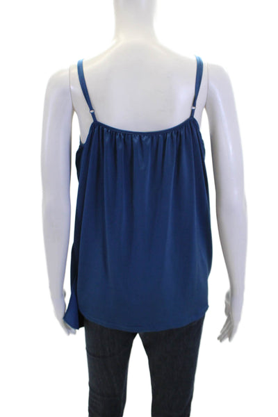 Robbi & Nikki Womens Embellished V-neck Sleeveless Drape Blouse Top Blue Size M