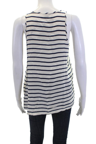 Theory Womens Silk Striped Scoop Neck Sleeveless Tank Top White Size S