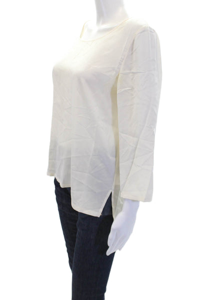 Joie Womens Silk Scoop Neck 3/4 Sleeve Blouse Top Cream Size Small