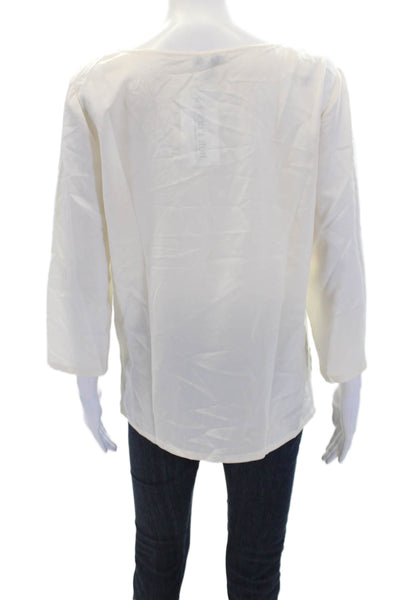 Joie Womens Silk Scoop Neck 3/4 Sleeve Blouse Top Cream Size Small