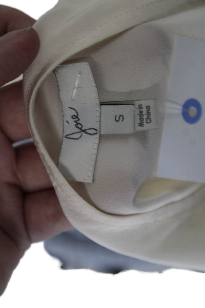 Joie Womens Silk Scoop Neck 3/4 Sleeve Blouse Top Cream Size Small