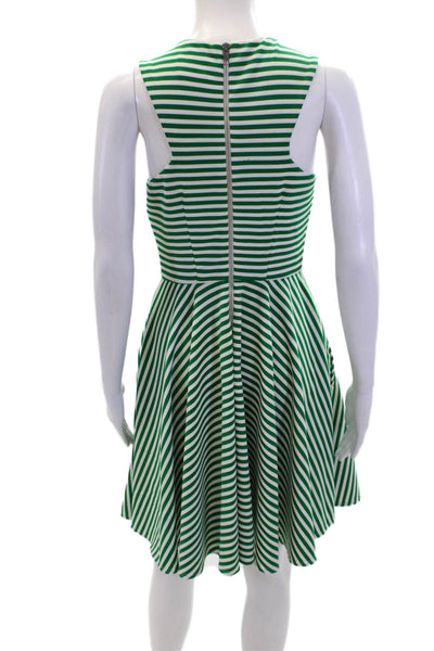 Torn by Ronny Kobo Womens Striped Cut Out A Line Dress Green White Size Medium