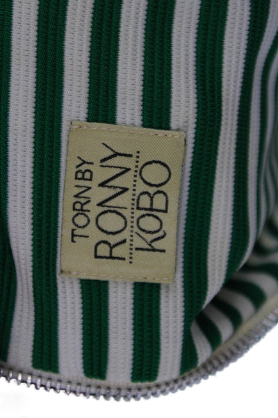 Torn by Ronny Kobo Womens Striped Cut Out A Line Dress Green White Size Medium