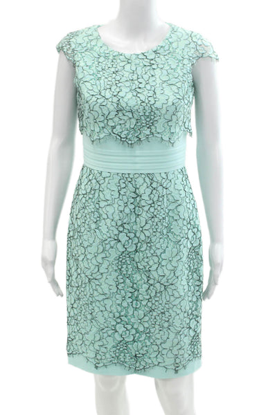 Antonio Melani Womens Lace Knee Length Sheath Dress Ice Blue Black Size 2