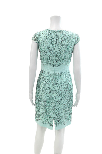Antonio Melani Womens Lace Knee Length Sheath Dress Ice Blue Black Size 2