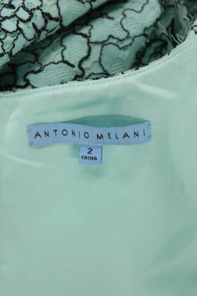 Antonio Melani Womens Lace Knee Length Sheath Dress Ice Blue Black Size 2