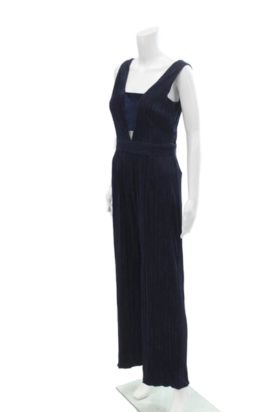 Tahari Womens Sleeveless High Rise Straight Leg Jumpsuit Midnight Blue Size 4