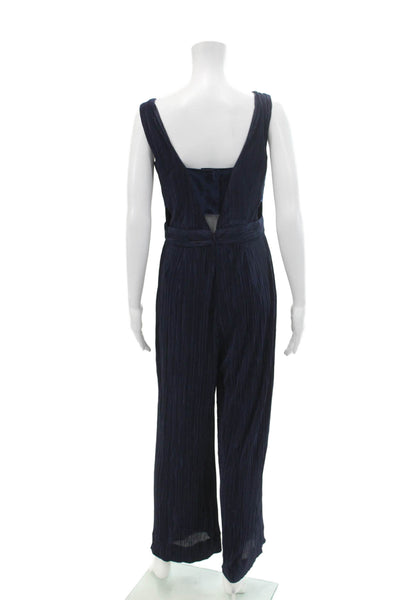 Tahari Womens Sleeveless High Rise Straight Leg Jumpsuit Midnight Blue Size 4