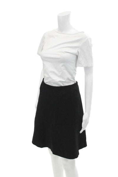 Carven Womens Zip Up Mini A Line Skirt Black Wool Blend Size EUR 38