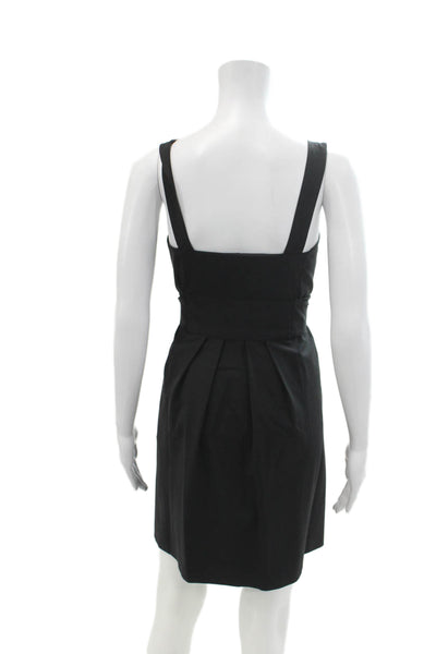 Theory Womens Button Down Belted High Waist Pleated Dress Black Wool Size 2