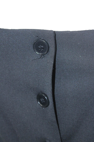 Theory Womens Button Down Belted High Waist Pleated Dress Black Wool Size 2