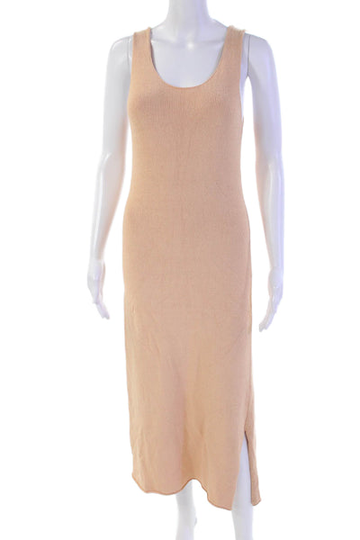 Margaret OLeary Womens Cotton Sleeveless Scoop Neck Knit Casual Dress Orange Siz