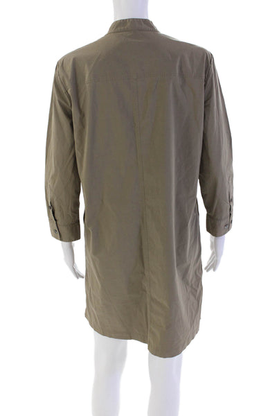 Theory Womens Cotton Long Sleeve V-neck Lace Up Tunic Blouse Brown Size 02