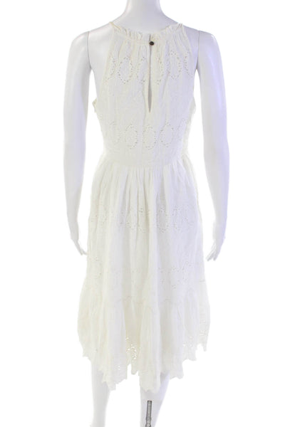 Maeve Anthropologie Womens Cotton Spaghetti Strap High Neck Short Dress White Si