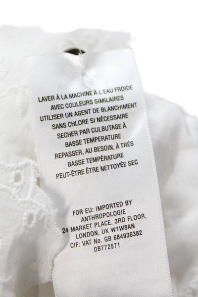 Maeve Anthropologie Womens Cotton Spaghetti Strap High Neck Short Dress White Si