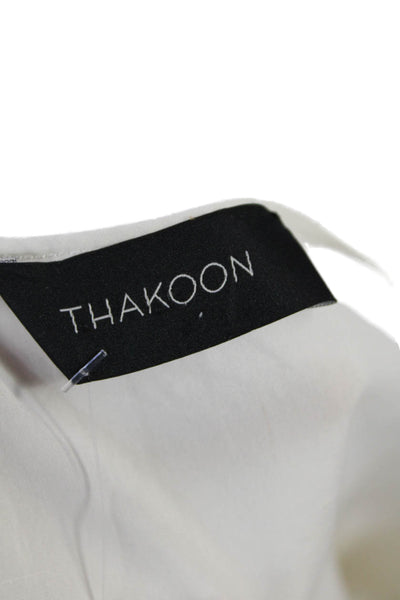 Thakoon Womens Cotton Sleeveless V-neck Knot Front Tank Blouse White Size 02