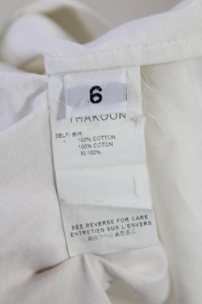 Thakoon Womens Cotton Sleeveless V-neck Knot Front Tank Blouse White Size 02