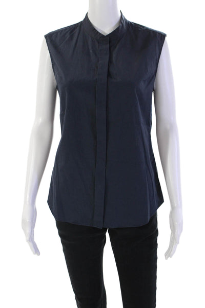 Everlane Womens Cotton Sleeveless Button Up Lined Blouse Navy Size S