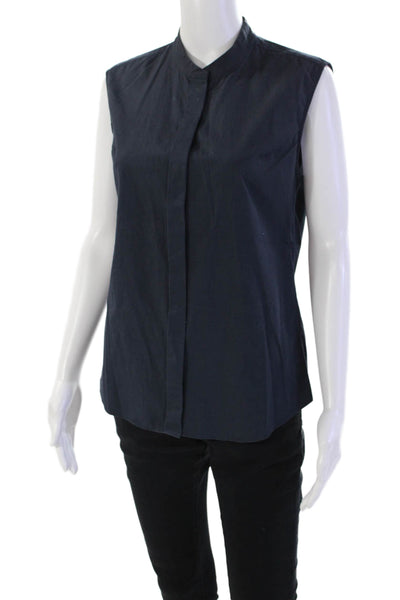 Everlane Womens Cotton Sleeveless Button Up Lined Blouse Navy Size S