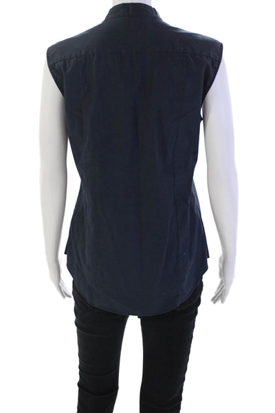 Everlane Womens Cotton Sleeveless Button Up Lined Blouse Navy Size S