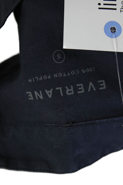 Everlane Womens Cotton Sleeveless Button Up Lined Blouse Navy Size S