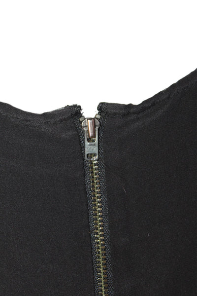 J Crew Womens Silk Round Neck Sleeveless Lace Trim Tank Top Black Size 06